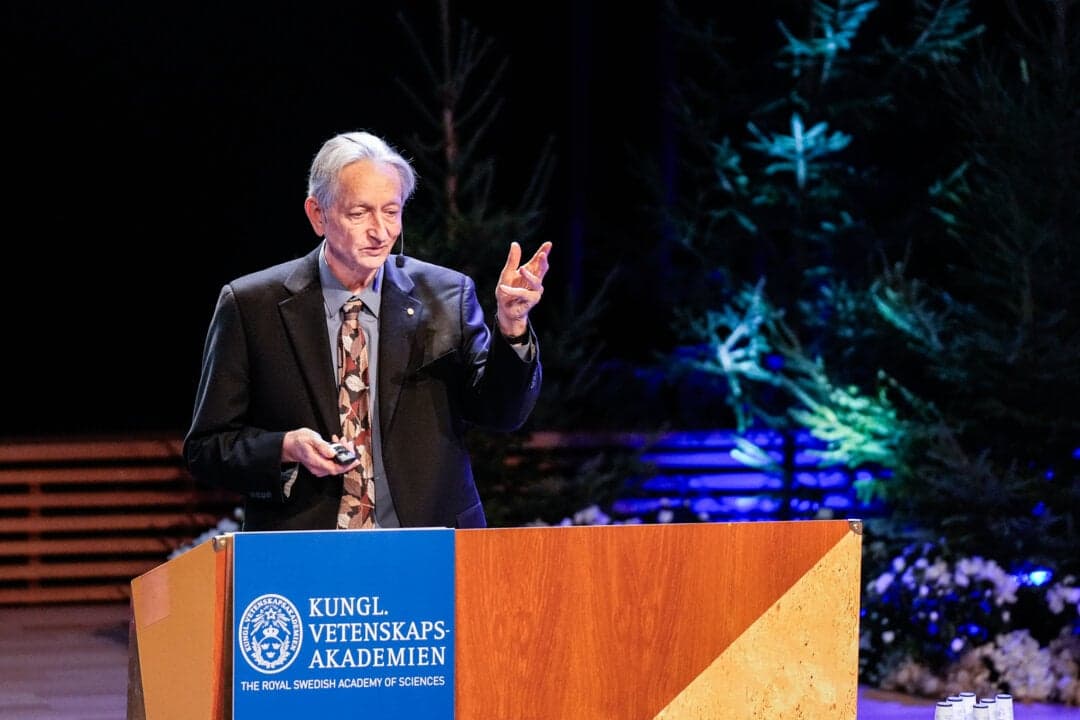 Geoffrey Hinton delivering his Nobel Prize lecture at the Royal Swedish Academy of Sciences, December 2024