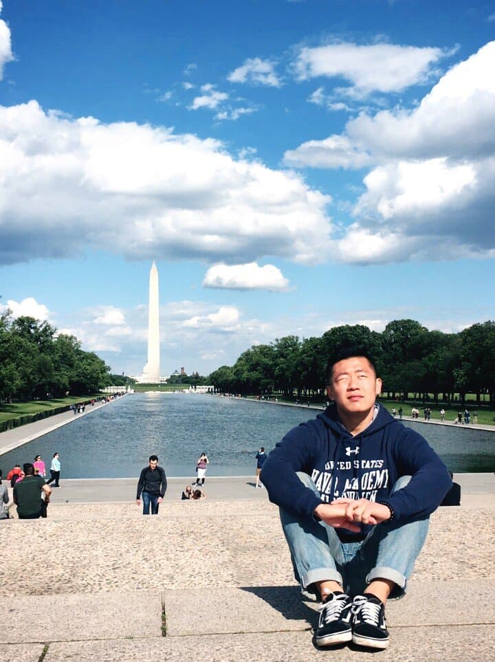 KB Kim at the Reflecting Pool in Washington D.C. near the end of his exchange semester