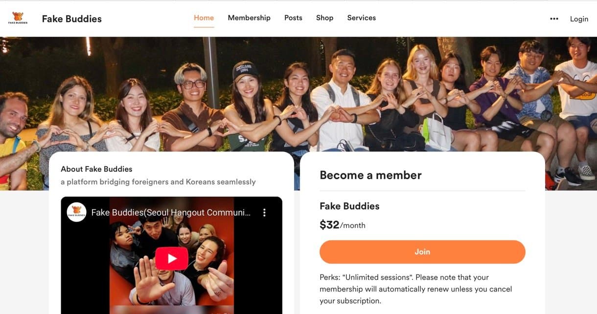 Fake Buddies community website screenshot